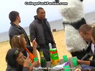 A huge shaft for two college party girls