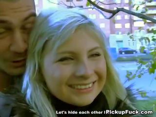 Pickup Fuck: inviting blonde deity takes big black manhood in her mouth