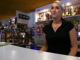 Barmaid Lenka nailed at the bar for cash