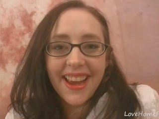 Nerdy daughter goes wild and gives a blowjob