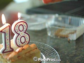 PornPros - Cassidy Ryan celebrates her 18th birthday with cake and phallus