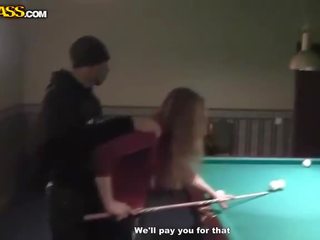 Desiring Waitress At Billiards Gets Naked And Blowjob