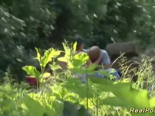 Chubby honey gets wild fucked in the forest